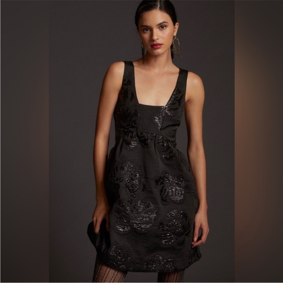 NWT Anthropologie Maeve Jacquard Black Sleeveless Dress - Picture 2 of 6